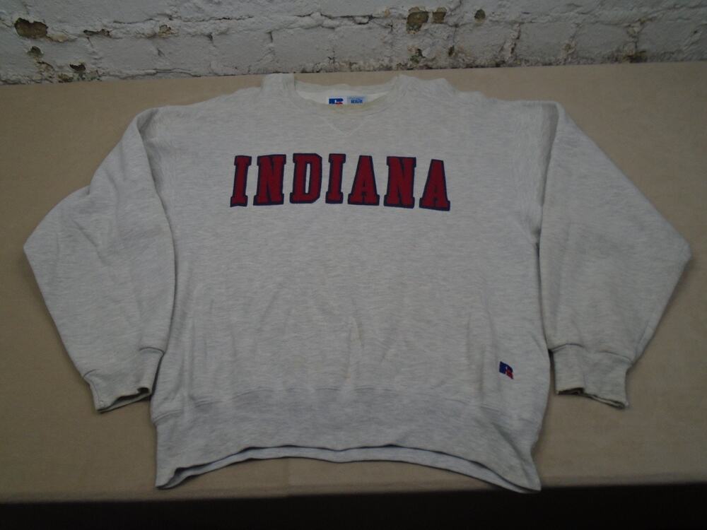 Vintage 90s Indiana University Sweatshirt Large Russell Side Gusset Hoosiers USA